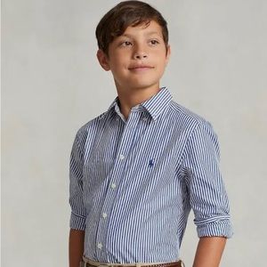 Ralph Lauren striped cotton poplin long sleeve  shirt 🐣